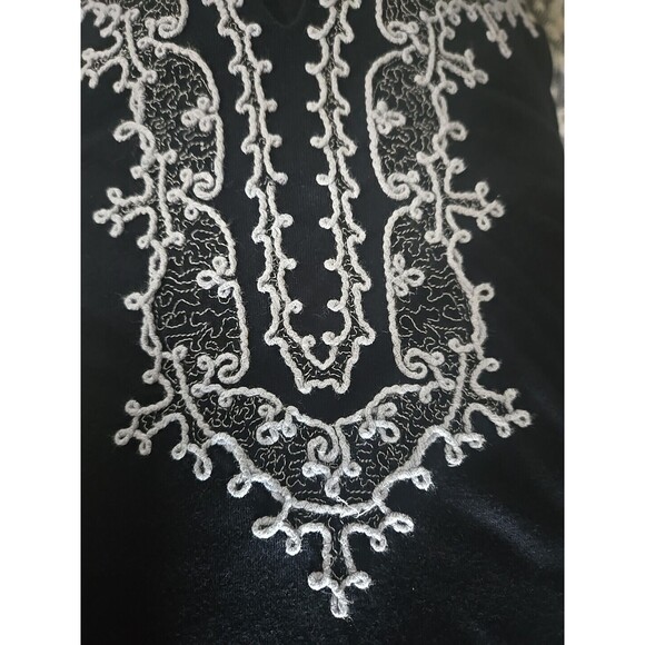 J. Jill Women's Boho Blouse Size S Blue Embroidered 3/4 Sleeve Tunic Cottagegore - Picture 8 of 9